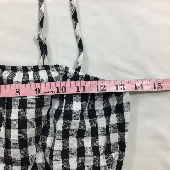 NO LESS THAN SZ M black gingham Spaghetti Strap Sleeveless Crop Top NWT 0B4 - Picture 4 of 6